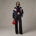 Midnight Contrast Black & White Women’s Varsity Jacket