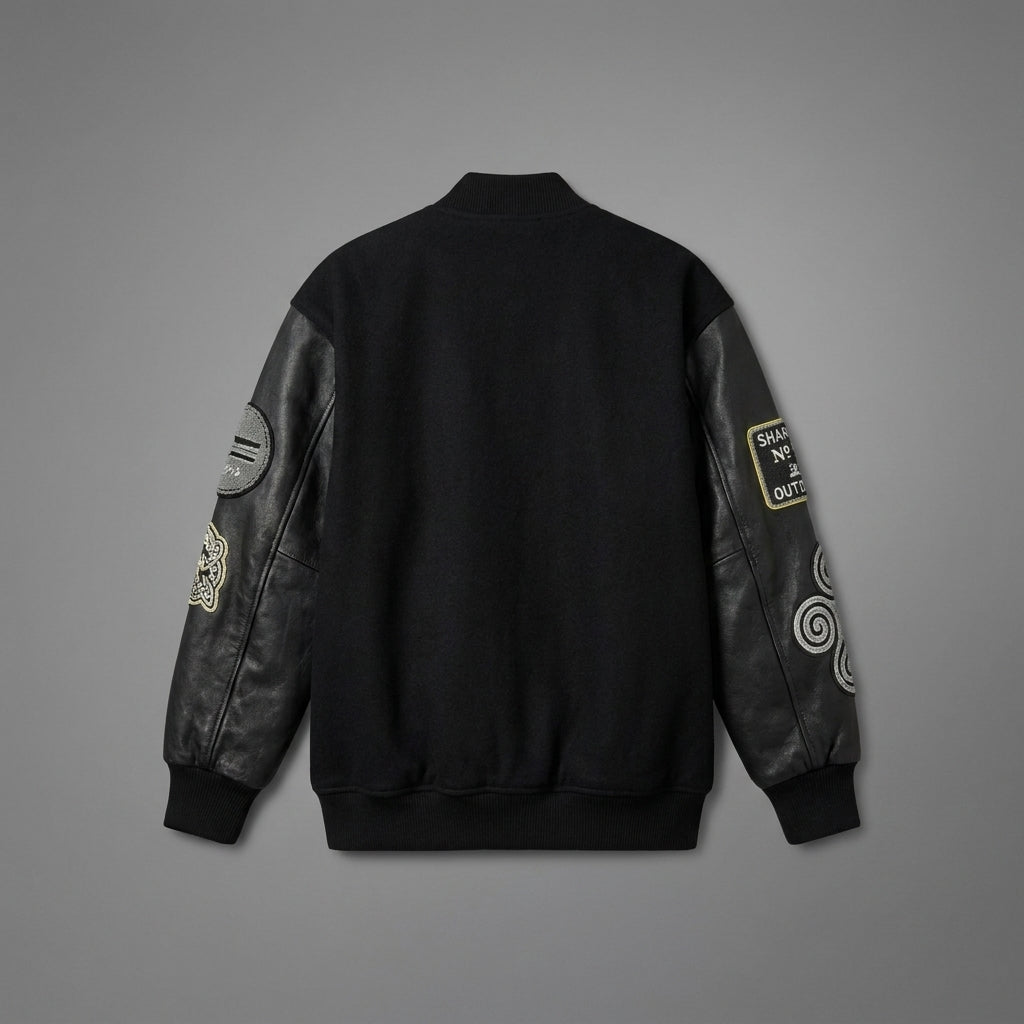 Midnight Edge Bold Black Women’s Varsity Jacket