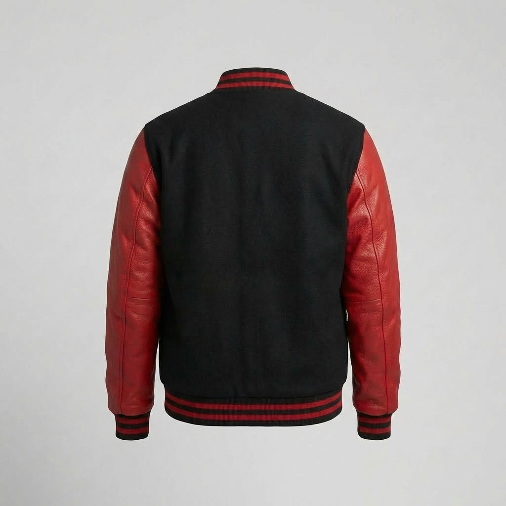 Midnight Flame Black & Red Varsity Jacket