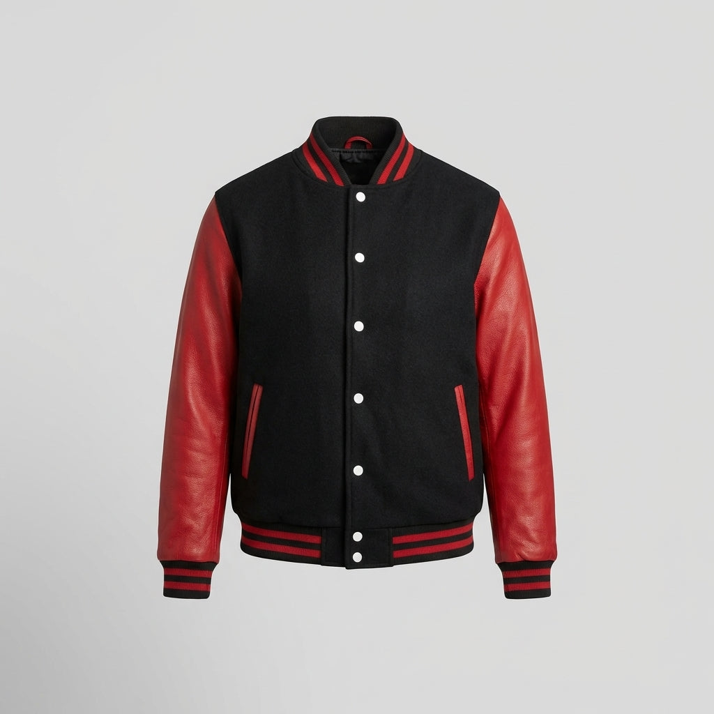 Midnight Flame Black & Red Varsity Jacket