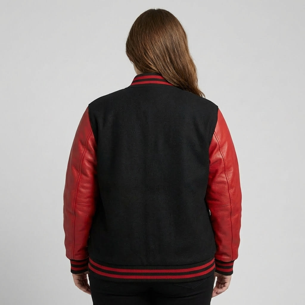 Midnight Flame Black & Red Varsity Jacket