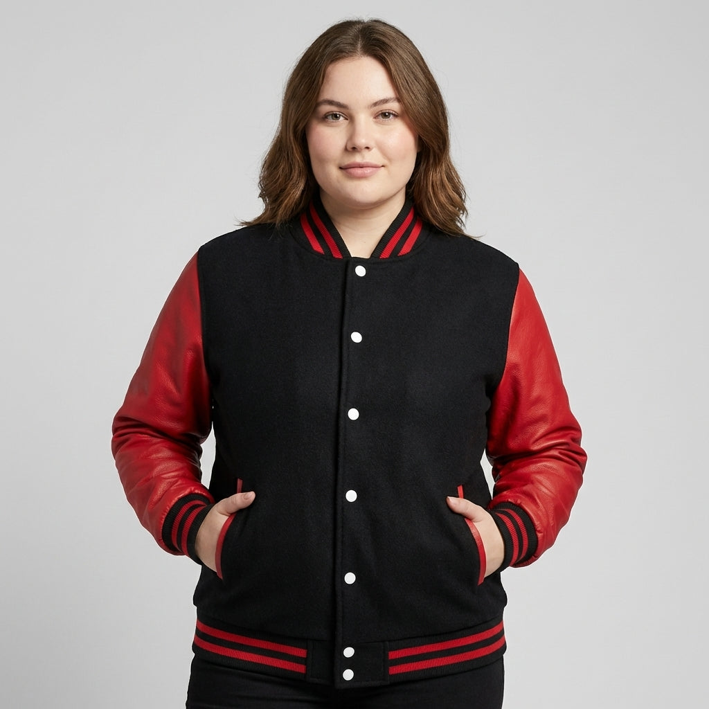 Midnight Flame Black & Red Varsity Jacket