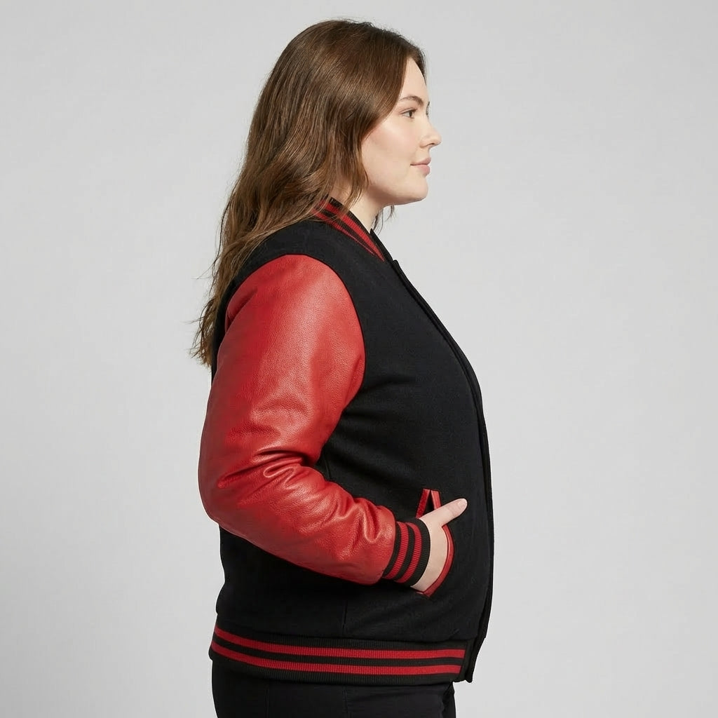 Midnight Flame Black & Red Varsity Jacket