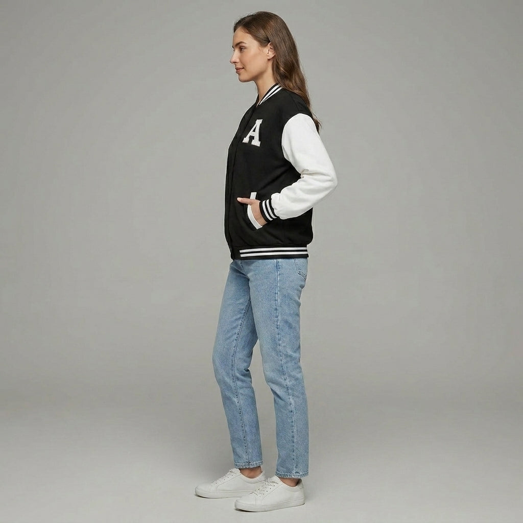 Midnight Ivory Women’s Varsity Jacket