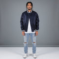 Midnight Navy Bomber Jacket – Athletic Fit Streetwear Outerwear