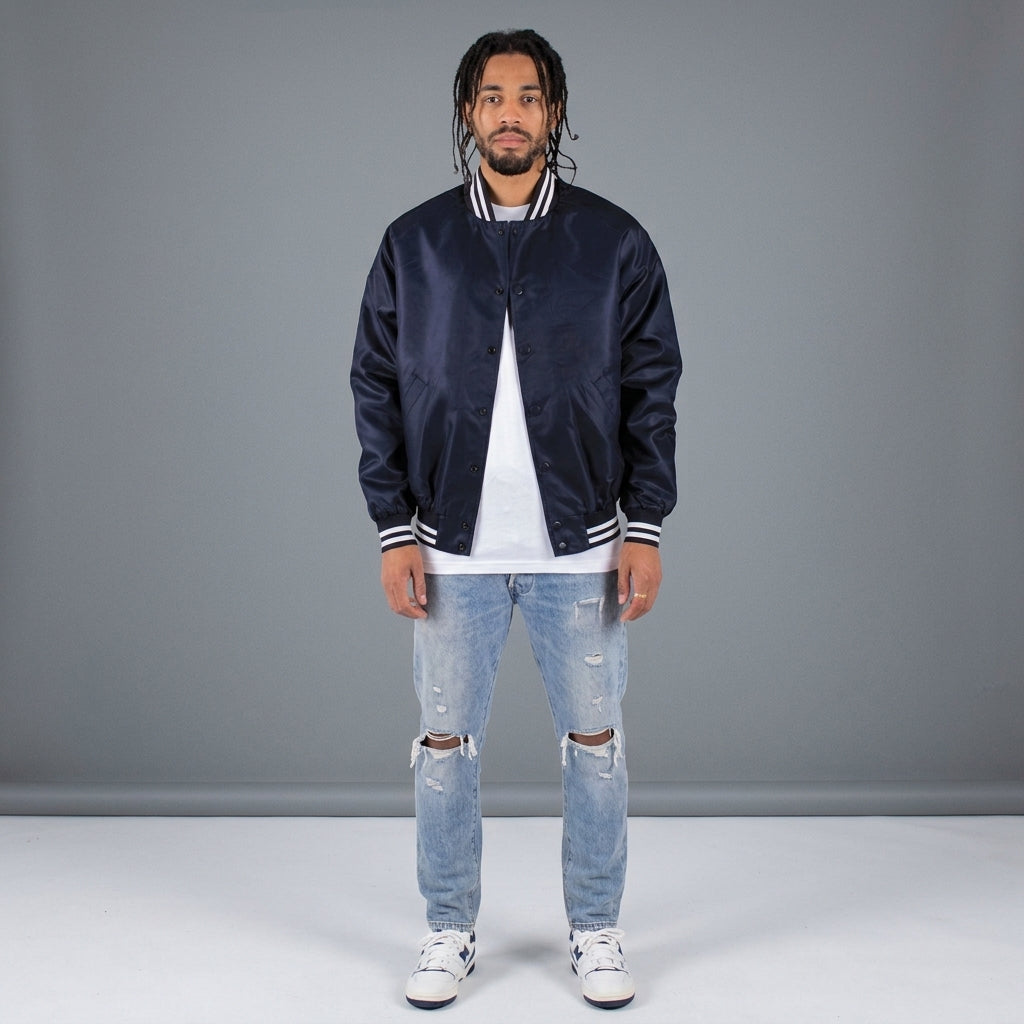 Midnight Navy Bomber Jacket – Athletic Fit Streetwear Outerwear