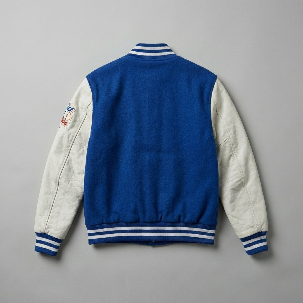 Midnight Navy & Ivory White Classic Varsity Jacket