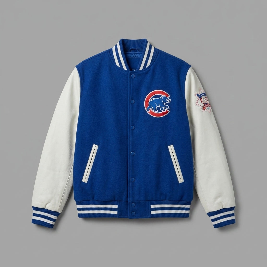 Midnight Navy & Ivory White Classic Varsity Jacket