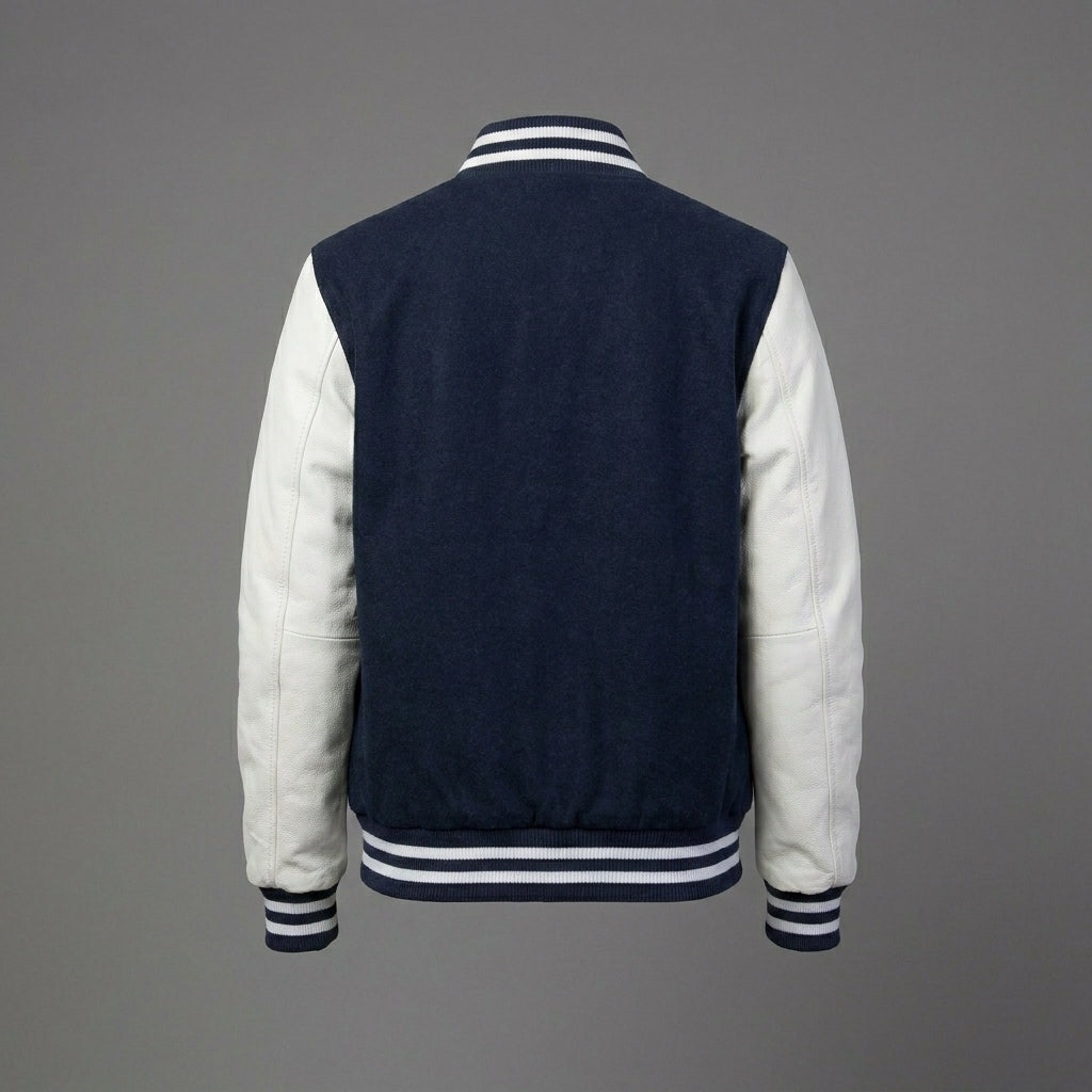 Midnight Navy & White Women’s Varsity Letterman Jacket