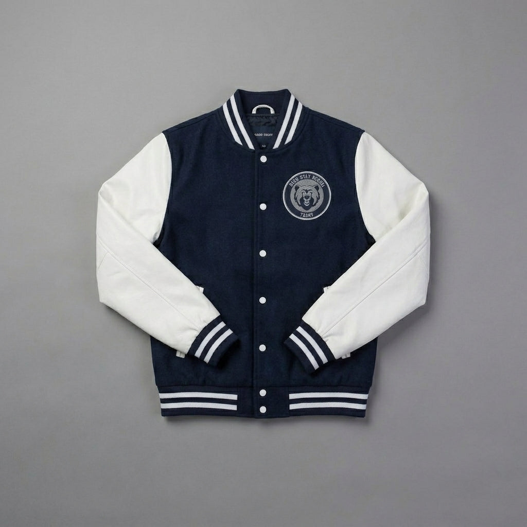 Midnight Navy & White Women’s Varsity Letterman Jacket