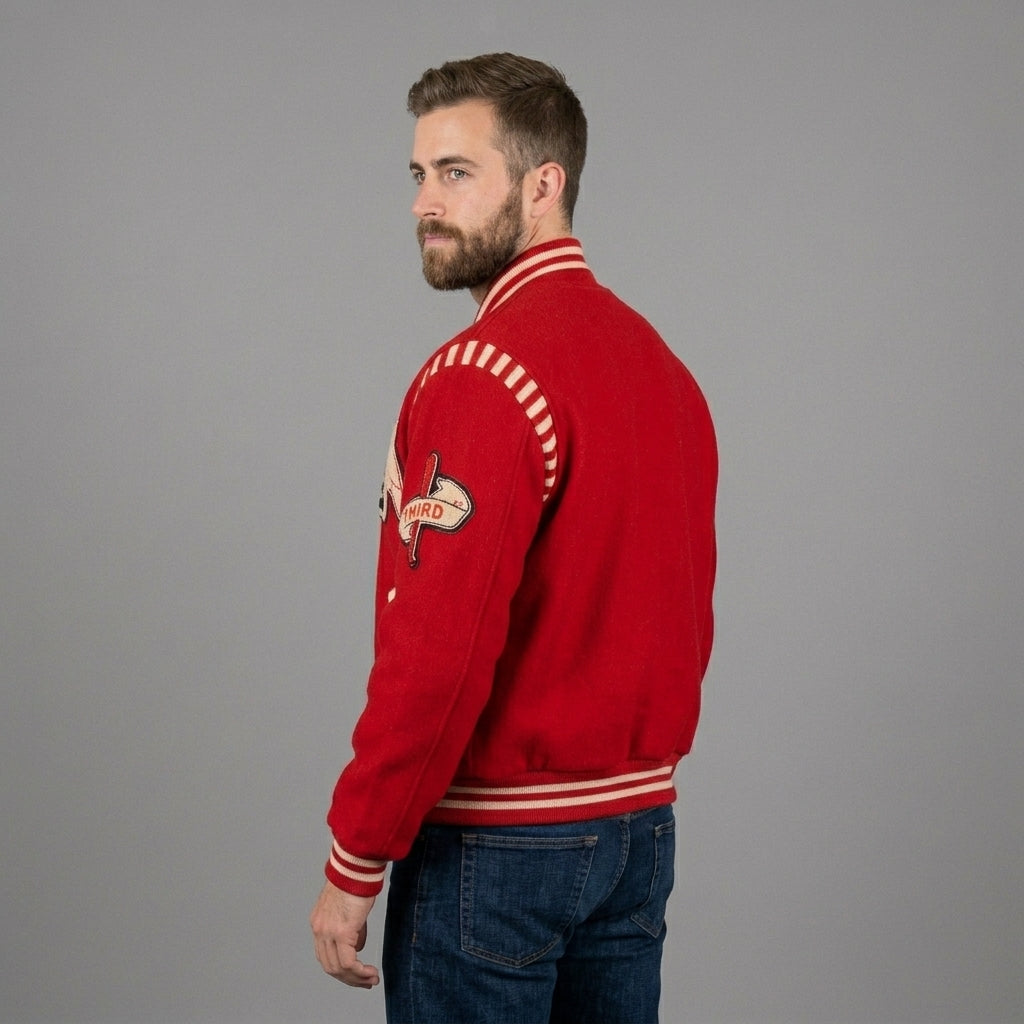 Men’s Vintage Red Wool Cardinals Varsity Jacket – Classic Letterman Bomber Style