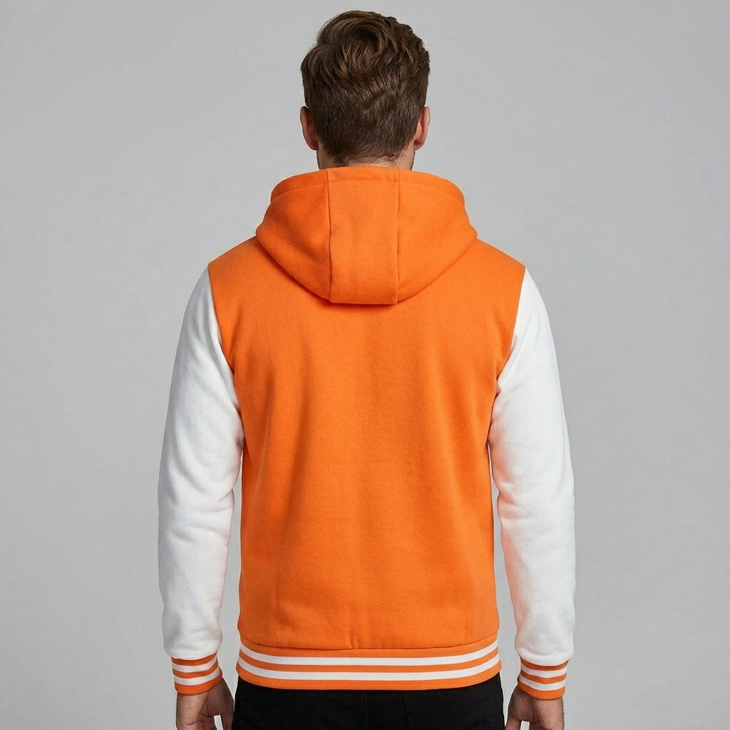 Men’s Hooded Varsity Jacket – Casual Sports Letterman Bomber