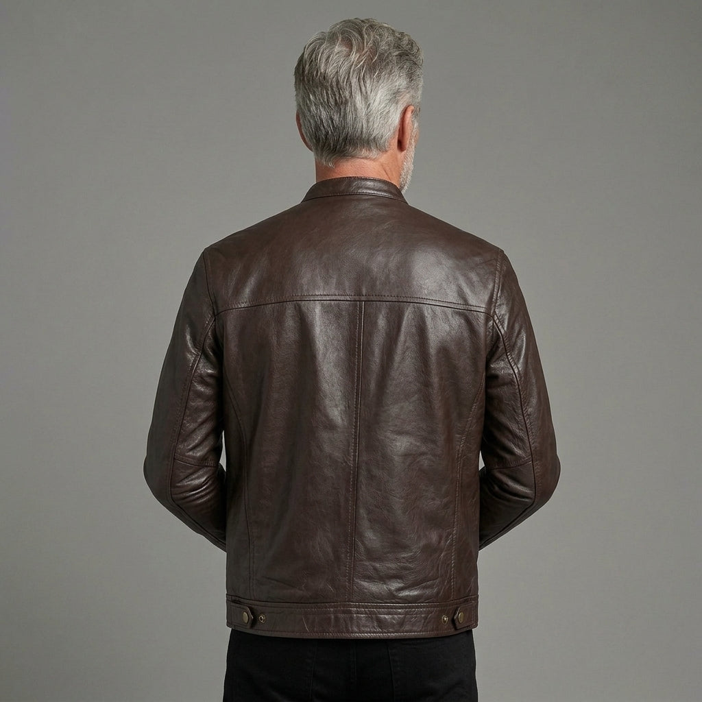 Men's Brown Sheepskin Leather Jacket  Biker jacket