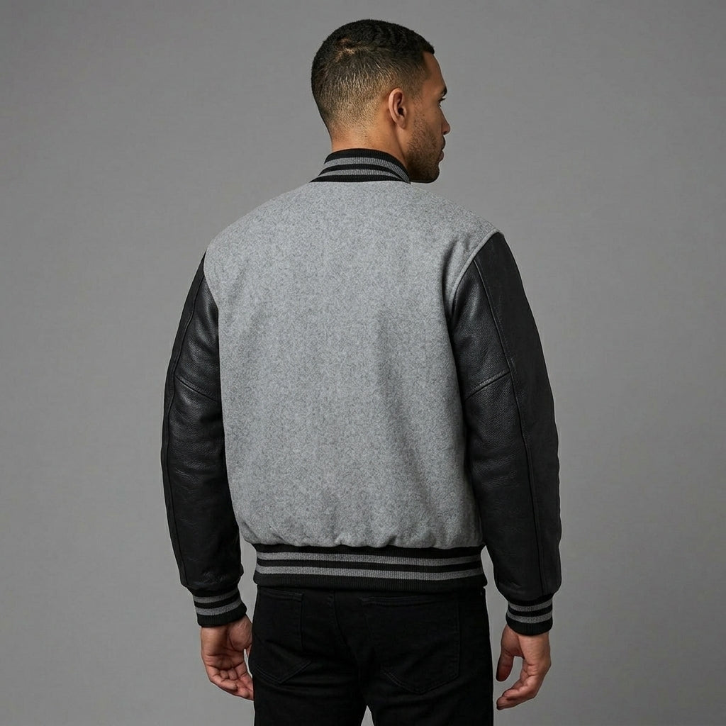 Men’s Vintage Brown Wool Varsity Jacket – Retro Letterman Style