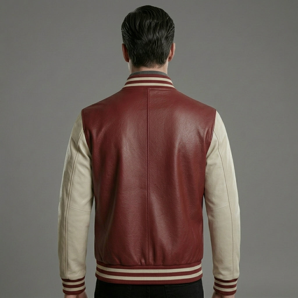 Men’s Premium Leather Varsity Jacket – Classic Letterman Style