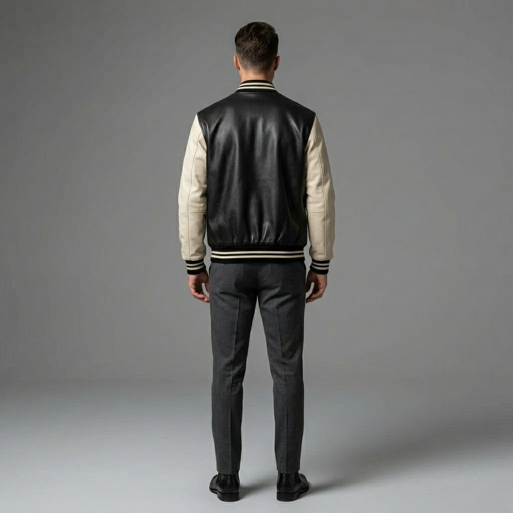 Men’s Genuine Leather Varsity Jacket – Custom Logo Letterman