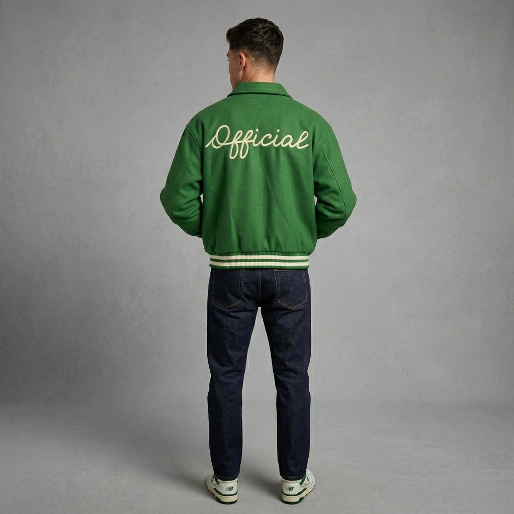 Men’s Green oversize Varsity Jacket – Limited Edition Letterman jacket