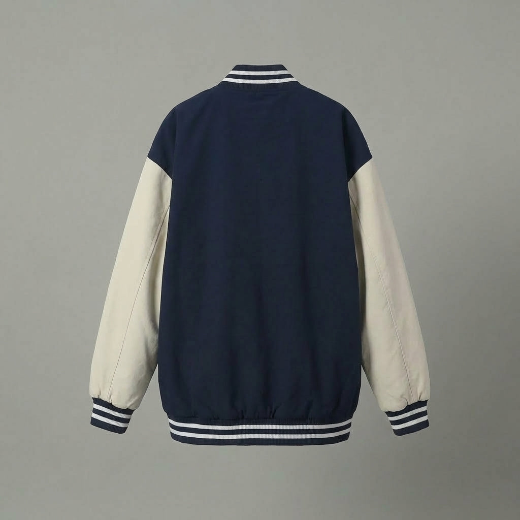 Navy Blue & Cream Women’s Varsity Jacket