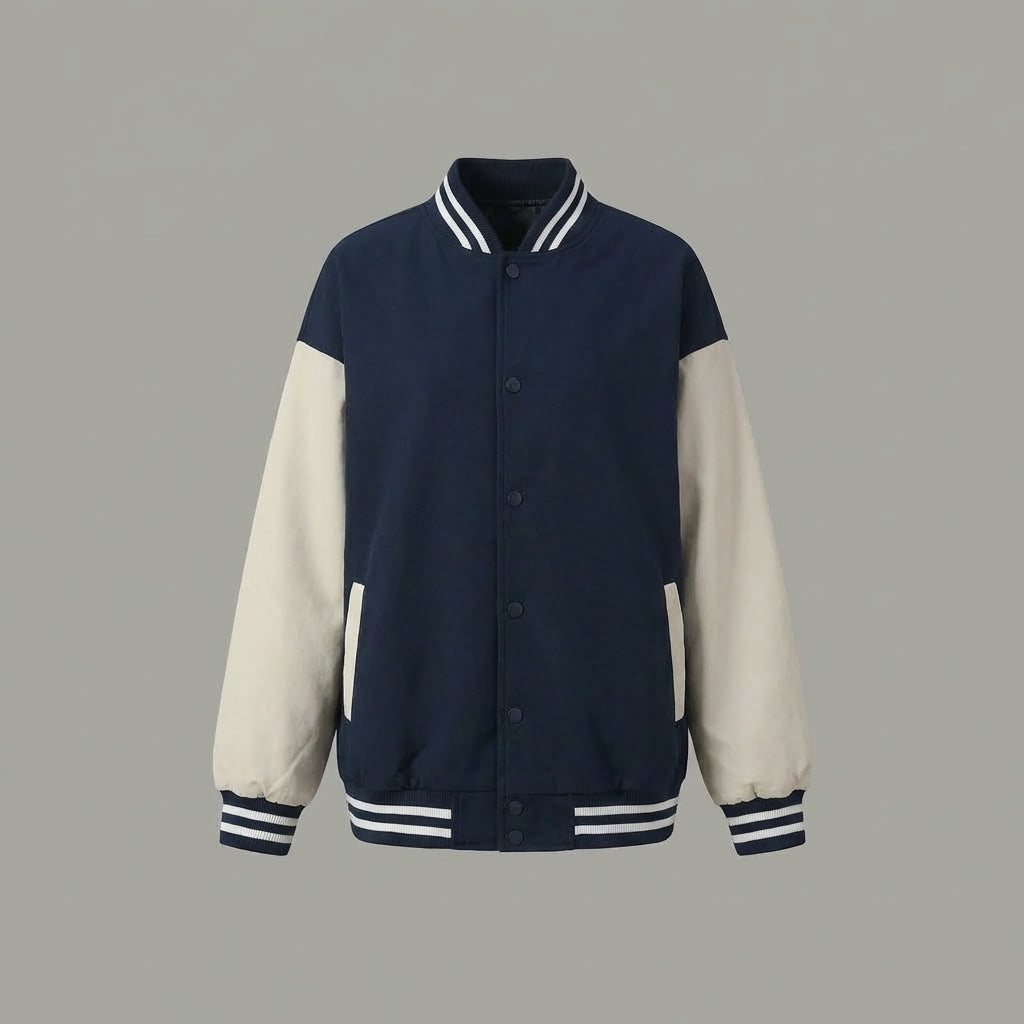 Navy Blue & Cream Women’s Varsity Jacket