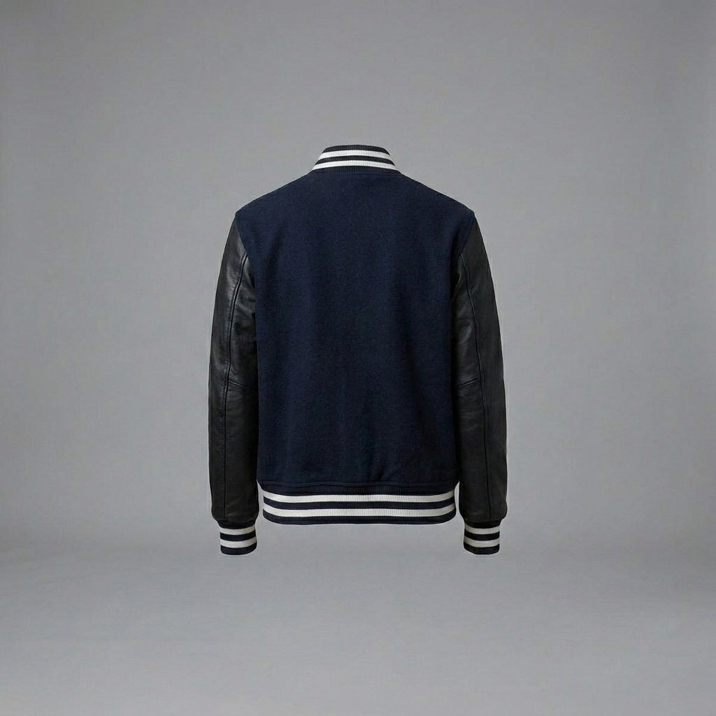 Navy & Black Women Varsity Jacket