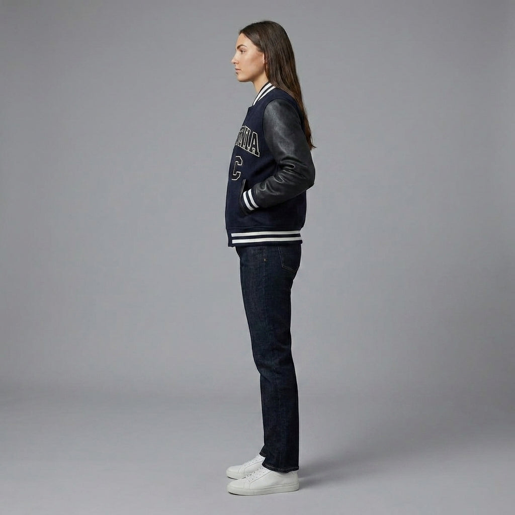 Navy & Black Women Varsity Jacket