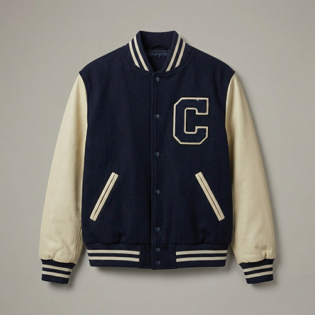 Navy & Cream Women’s Varsity Letterman Jacket