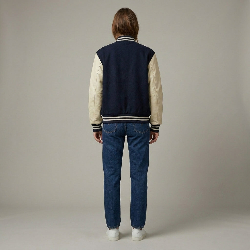 Navy & Cream Women’s Varsity Letterman Jacket