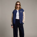 Navy & Half White Women’s Classic Varsity Jacket