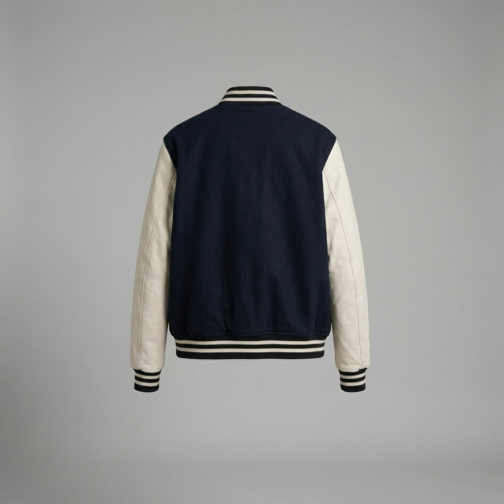 Navy & Skin Glow Varsity Jacket for Women