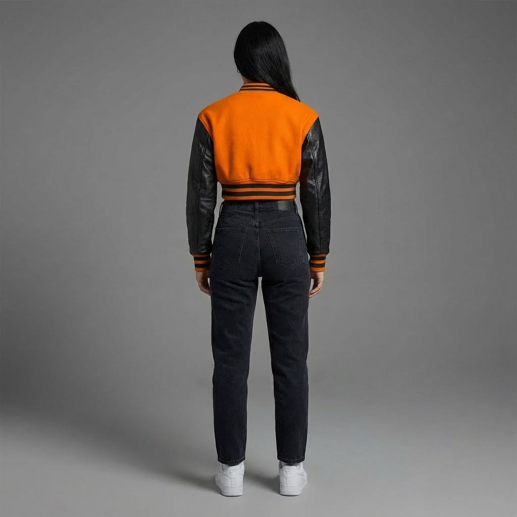 Orange & Black Elite Women’s Varsity Jacket