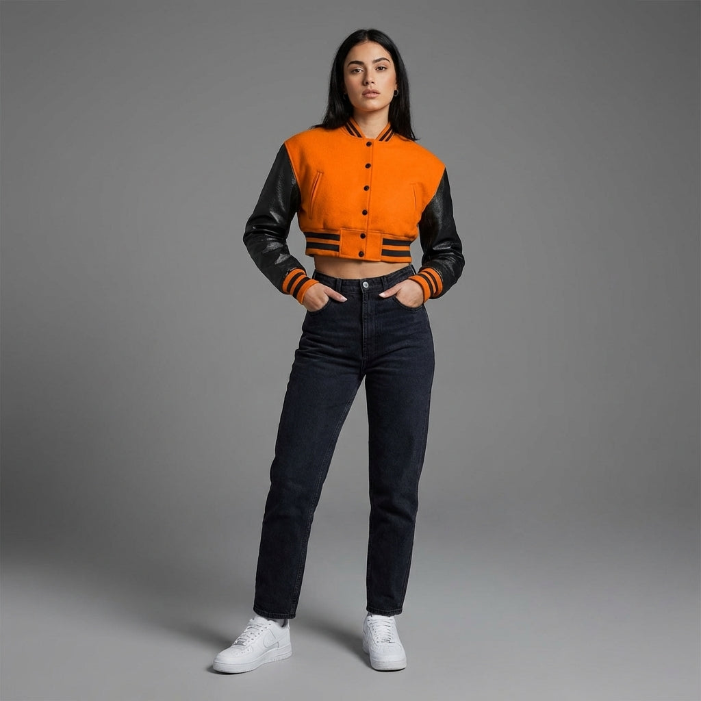 Orange & Black Elite Women’s Varsity Jacket