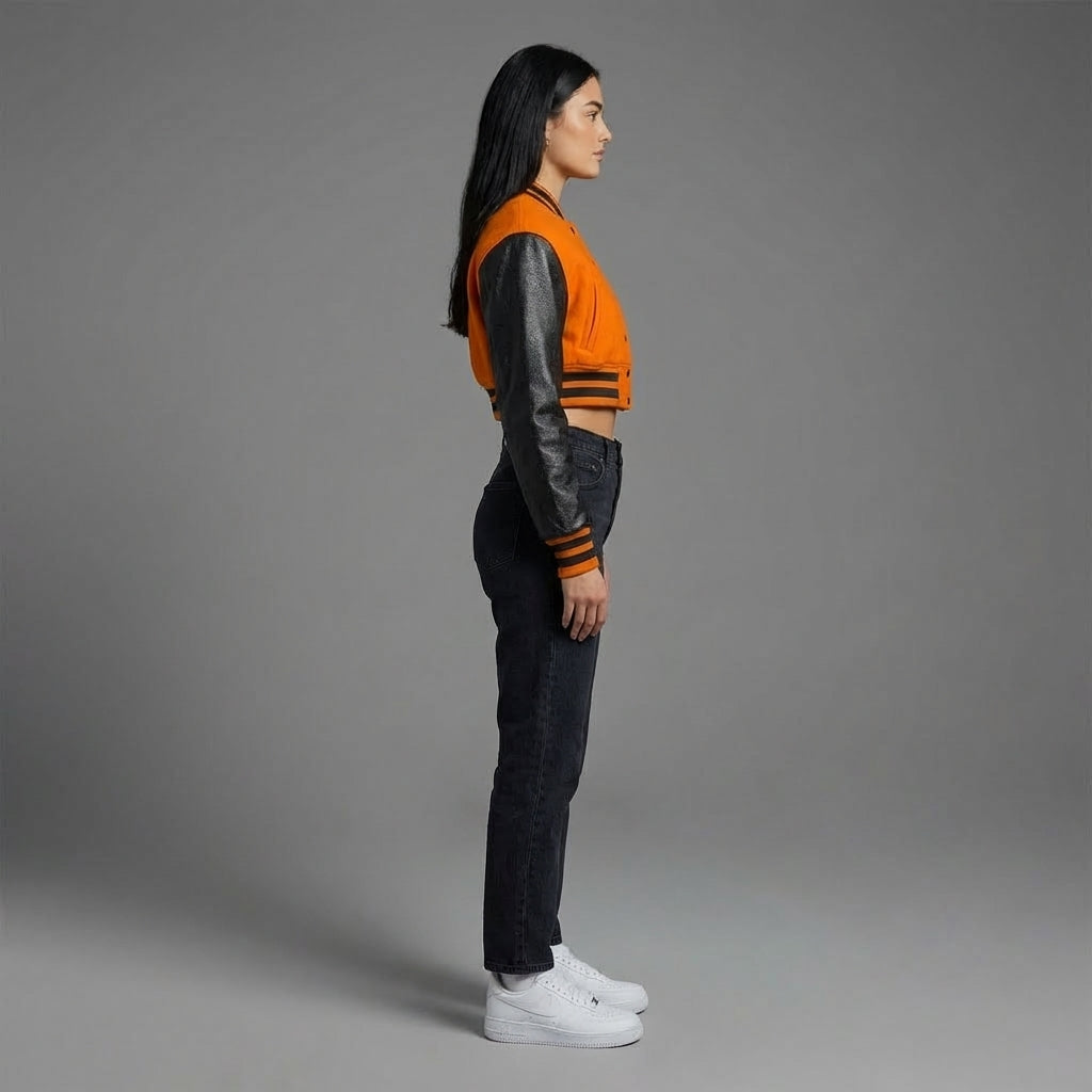 Orange & Black Elite Women’s Varsity Jacket