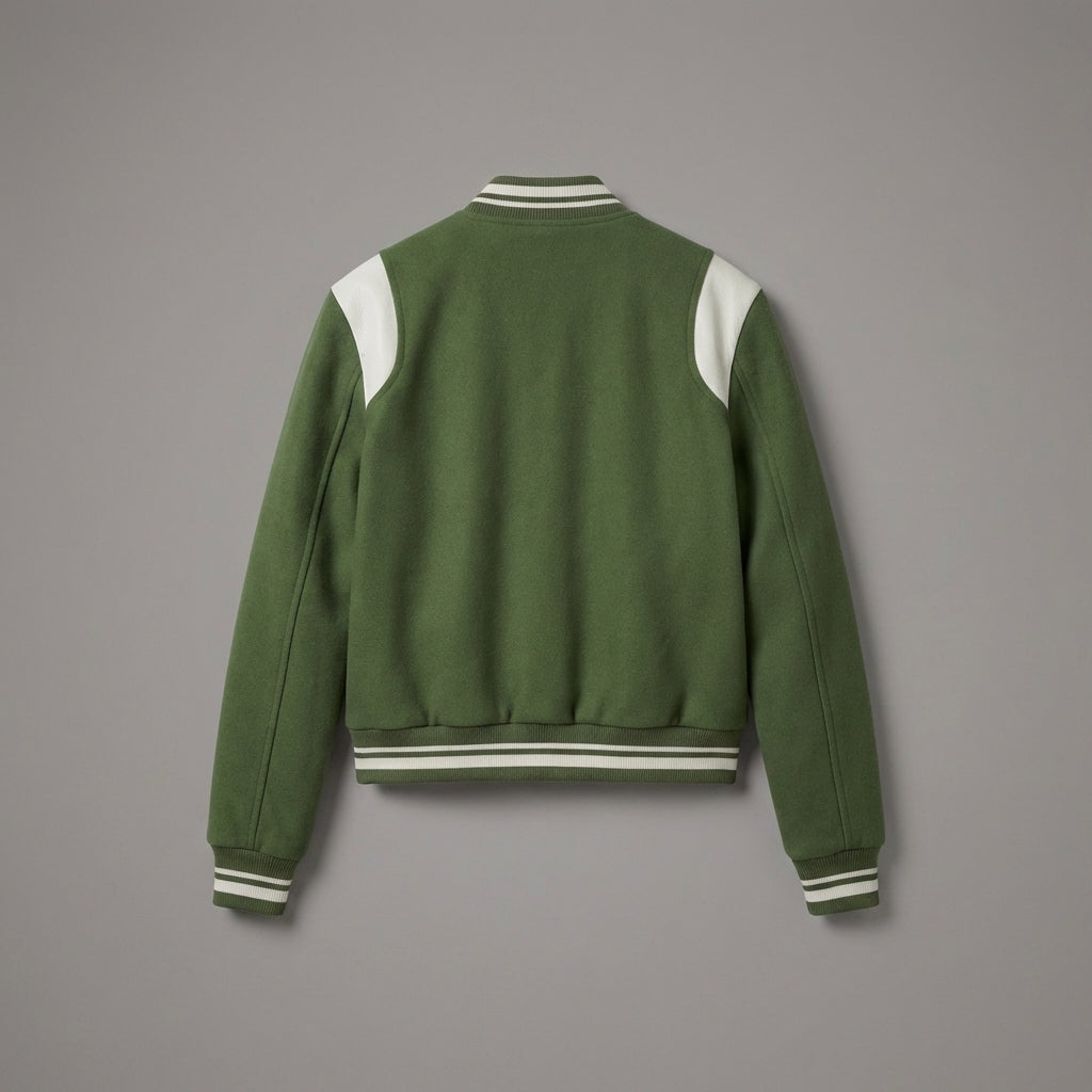 Parrot Green Power Luxe Women’s Letterman Varsity Jacket