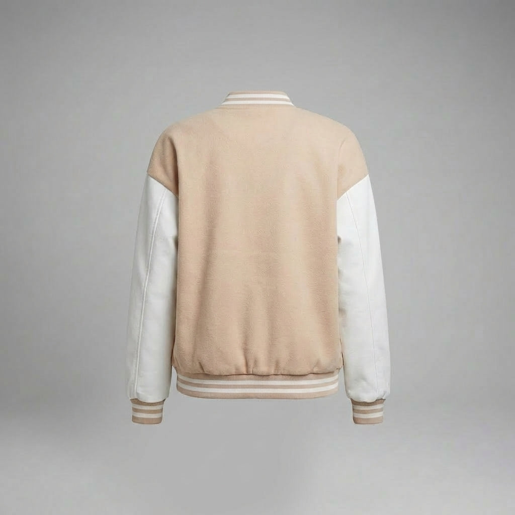 Peach & White Classic Women’s Varsity Jacket