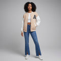 Peach & White Classic Women’s Varsity Jacket