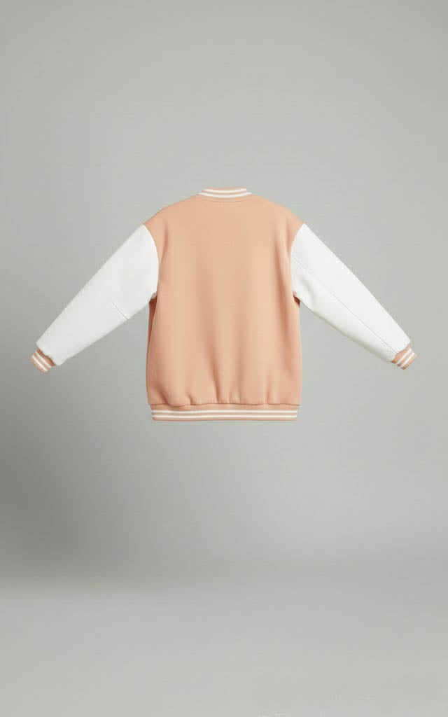 Peach & White Women’s Leather Varsity Jacket