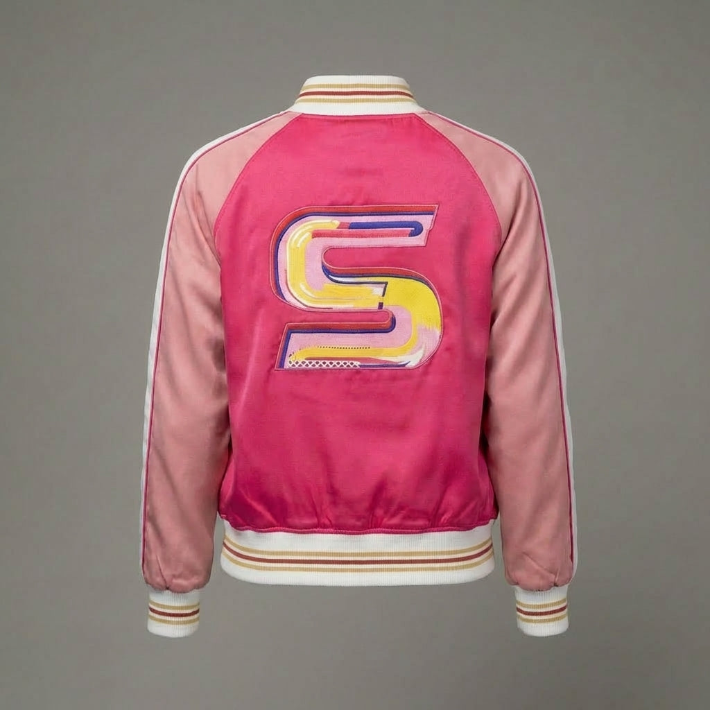 Pink Flame Street Varsity Jacket