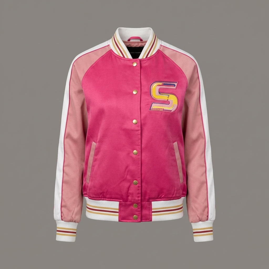 Pink Flame Street Varsity Jacket