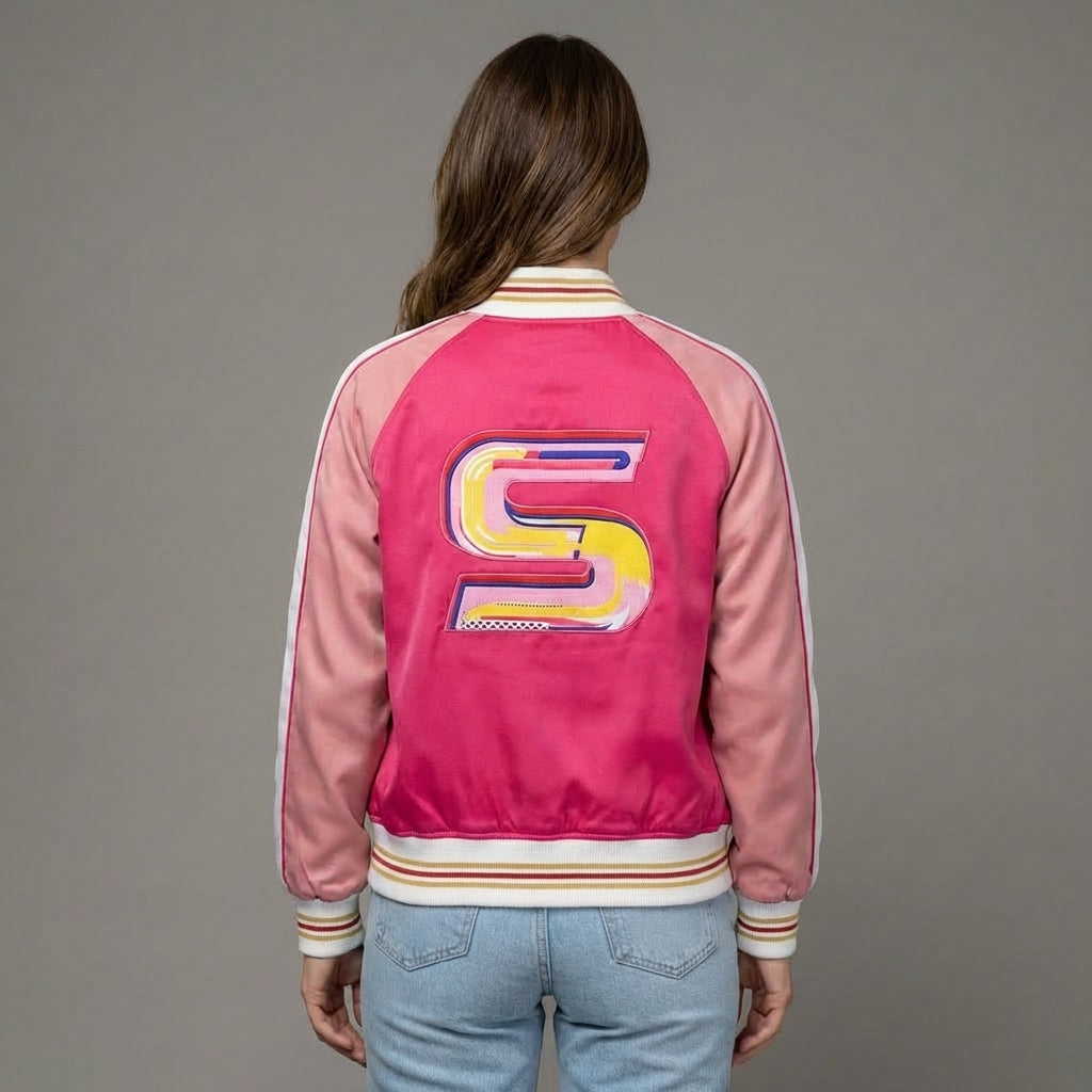 Pink Flame Street Varsity Jacket