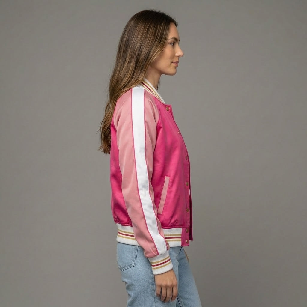 Pink Flame Street Varsity Jacket