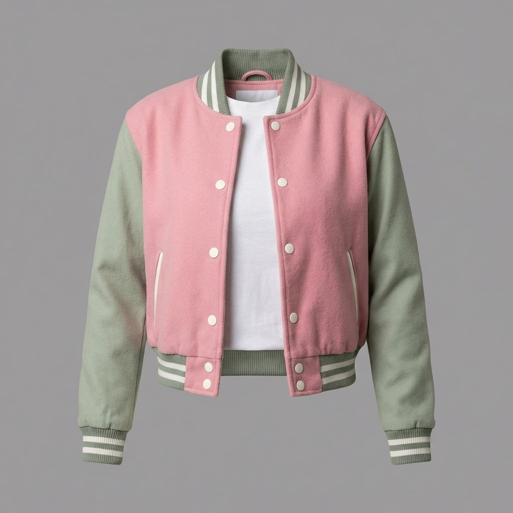 Pink SeaFusion Luxe Varsity Jacket for Women