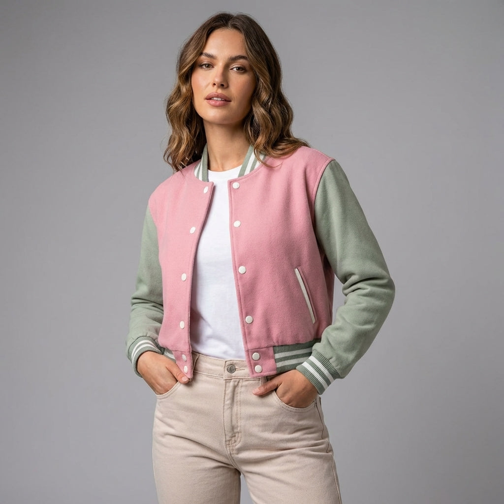 Pink SeaFusion Luxe Varsity Jacket for Women