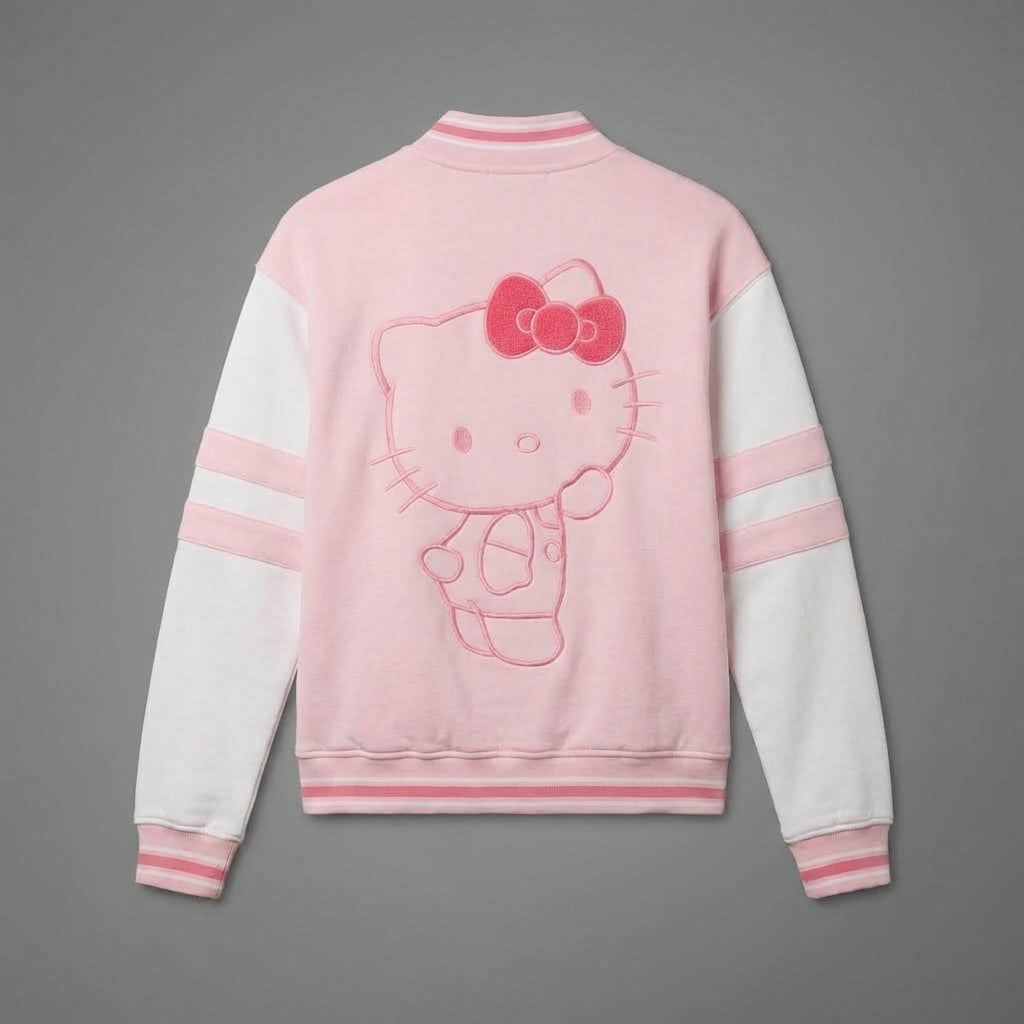 Pink & White Hello Kitty Varsity Jacket
