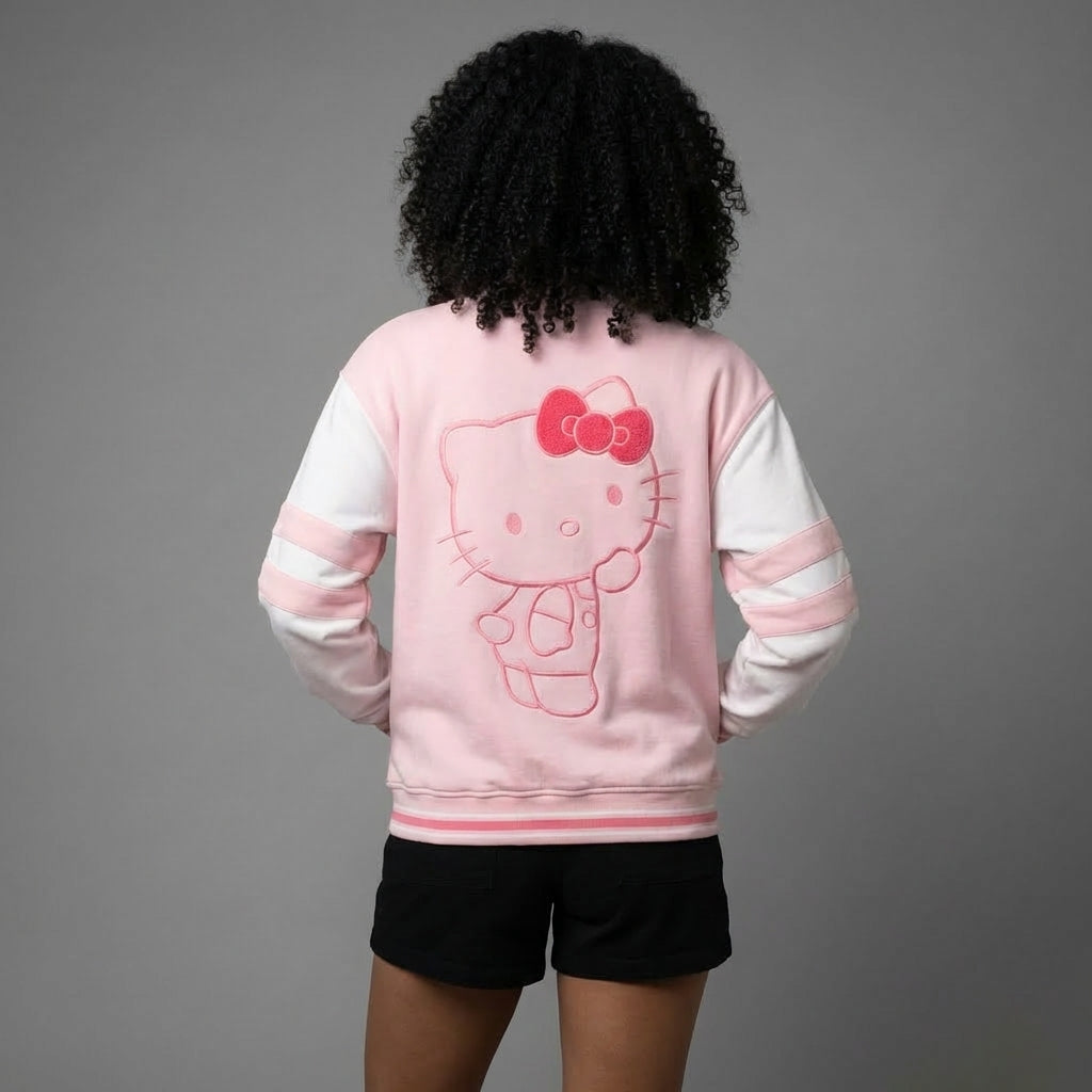 Pink & White Hello Kitty Varsity Jacket