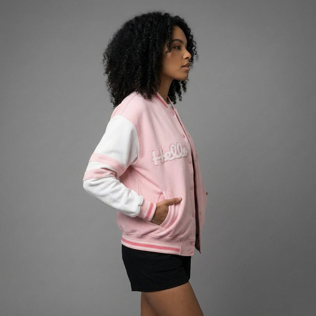 Pink & White Hello Kitty Varsity Jacket