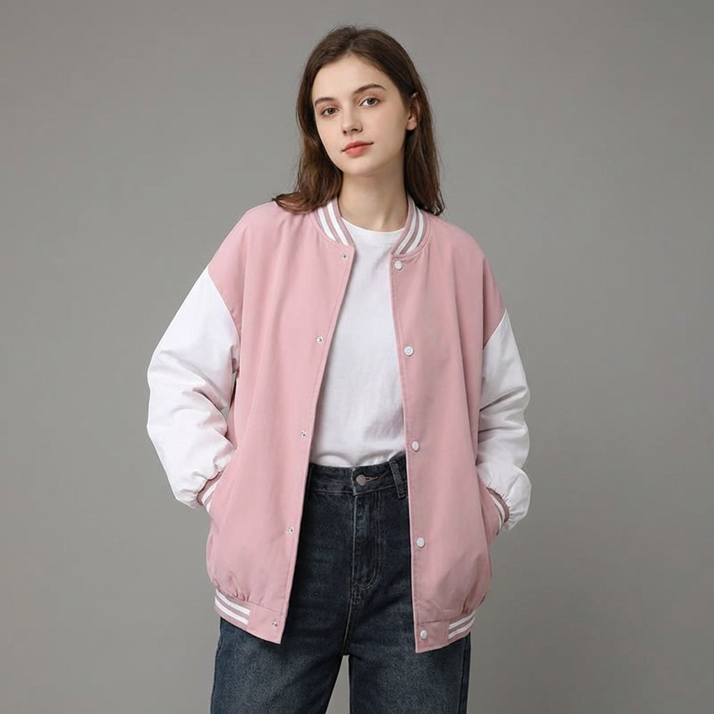 Pink varsity jacket women