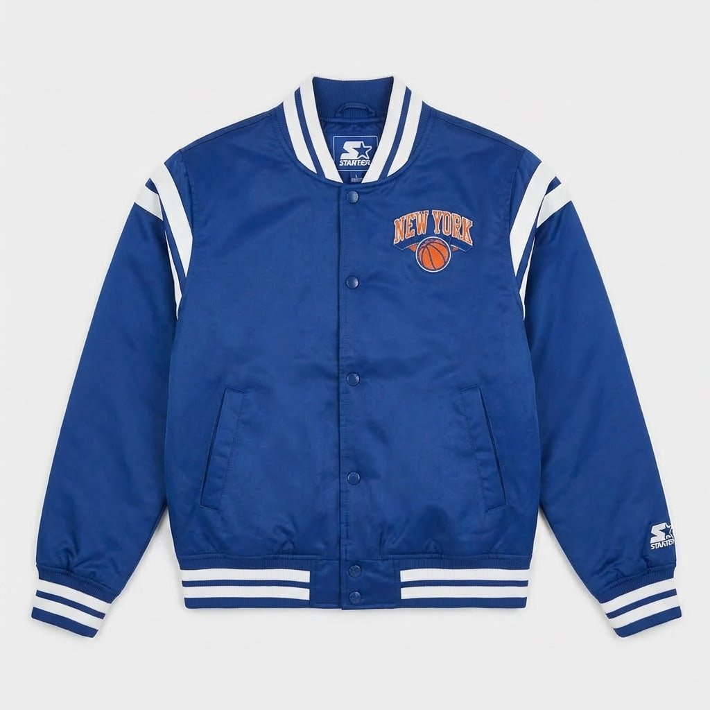 Midnight Blue Luxe Varsity Jacket