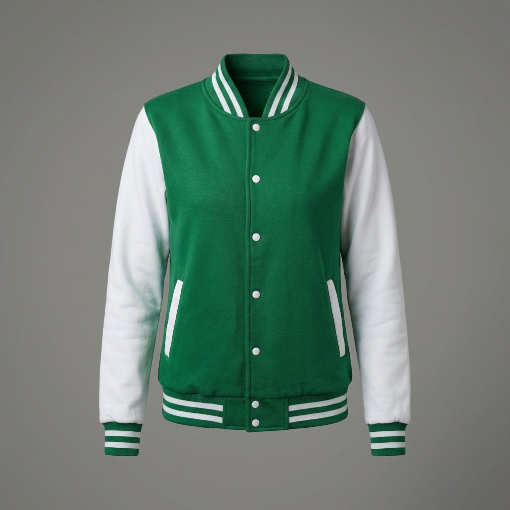 Emerald White Women’s Varsity Jacket