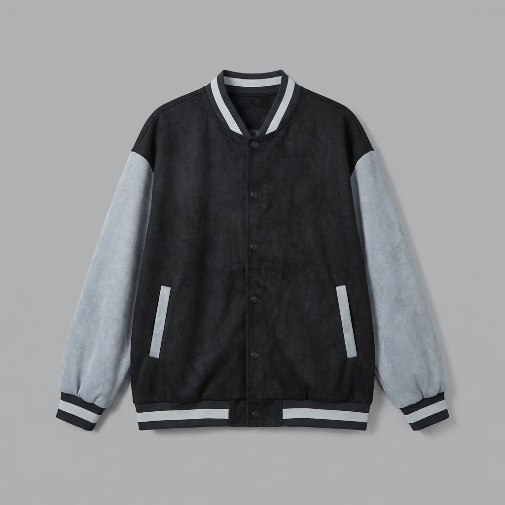 Black & Grey Women’s Varsity Bomber Jacket