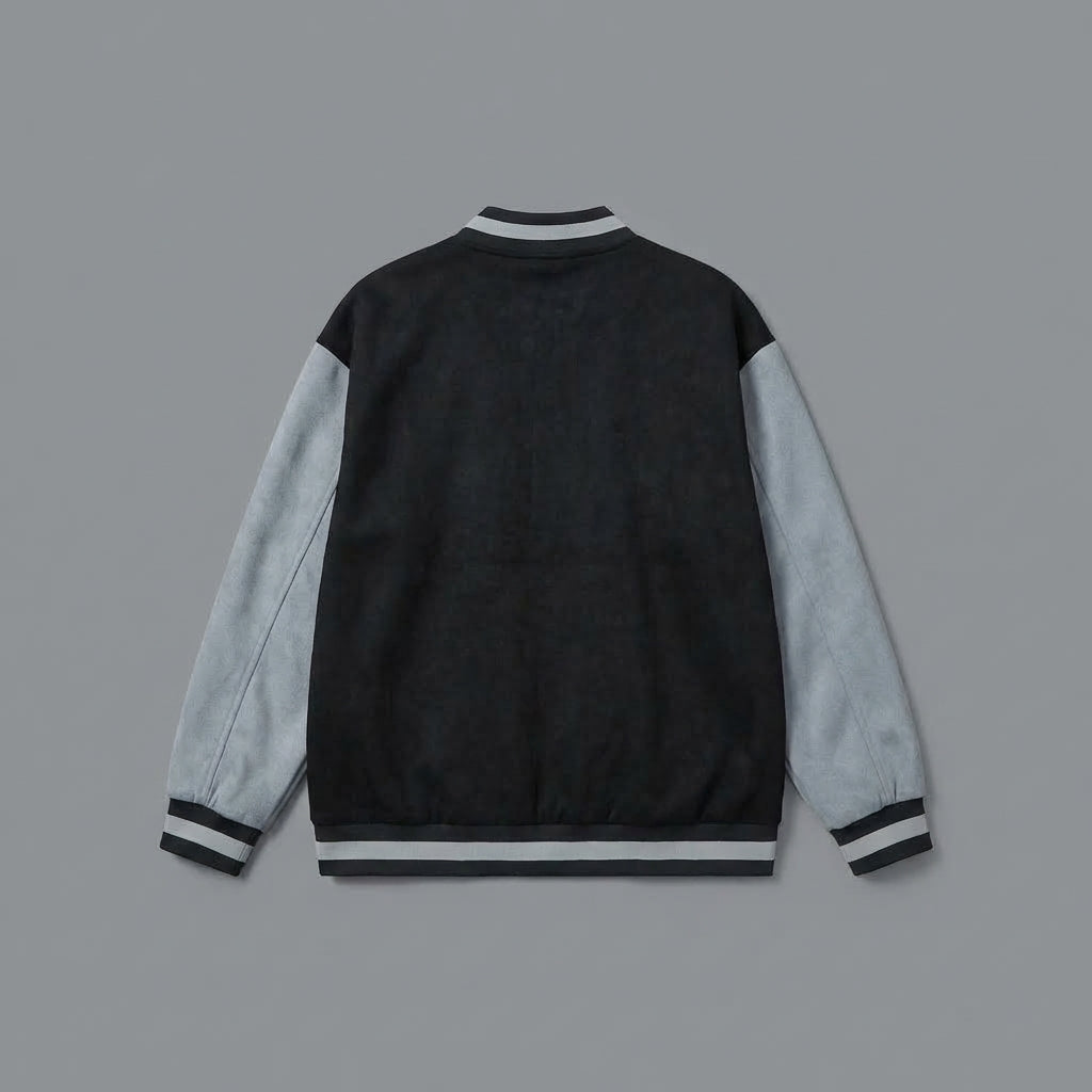 Black & Grey Women’s Varsity Bomber Jacket